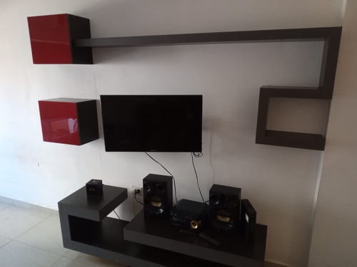 Modular Mueble Rack Mesa Tv + Módulos Colgantes