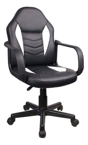Cadeira Gamer Infantil Pelegrin Pel-9354 Preto Com Branco Material Do Estofamento Couro/pvc