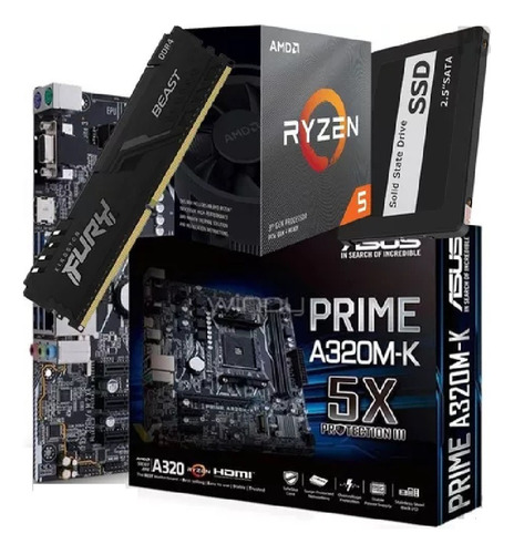 Combo Actualiz Pc Amd Ryzen 5 5600g + Mother + 8gb + Ssd 240