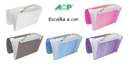 Pasta Sanfonada Colors A4 12 Divisórias Plástica Documentos