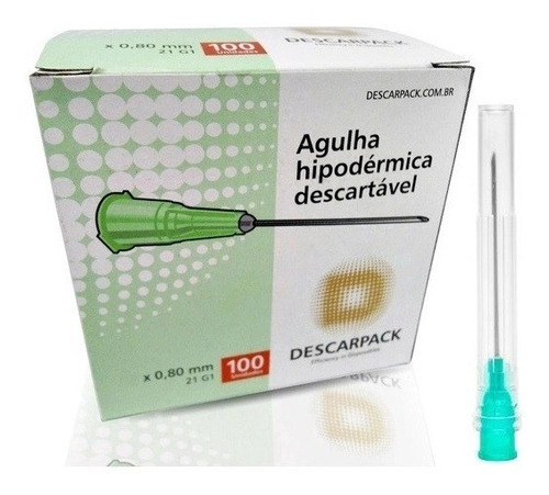 Agulha 30x0,80 21g Descartavel Esteril Hipodermica 100 Unids