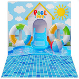 Fundo Fotográfico Pet Shop Cenário Tecido 1,20x1,70 Vertical Desenho Impresso Pet Pool Party Pet-126