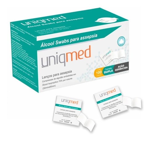 Álcool Swab 70% Saches Lenço Umedecido 1000un - Uniqmed