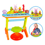 Piano Juguete Teclado Organo Infantil Niño Microfono Luz Color Celeste
