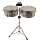 Timbales New Beat 14 Y 15 Con Cencerro Y Atril Lt-256