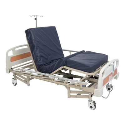 Cama Hospitalaria Eléctrica Con Colchón Y Portasuero Blanco