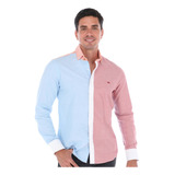 Porto Blanco Camisa Manga Larga Para Hombre Bloques De Color