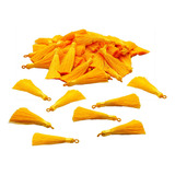 100 Borlas Con Argolla Para Bisuteria Color Amarillo 8,5 Cms