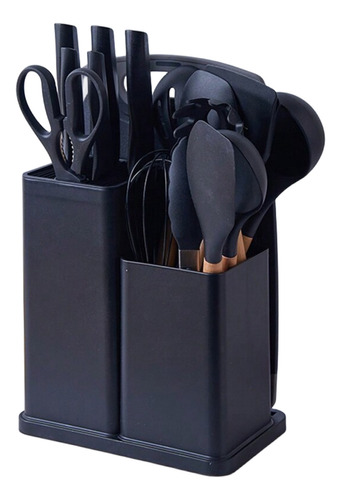 Utensillos Cocina Sets De 19 Espatulas Brochas De Silicona Color Negro