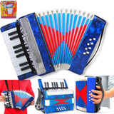 Acordeon Sanfona Infantil 8 Baixos 17 Teclas - Azul