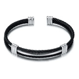 Pulseira Masculina Executiva Preta Prateada Ajustavel Luxo