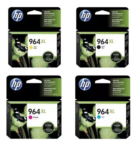 Pack 4 Tintas Hp 964 Xl Negro Y Colores Officejet 9020 9010