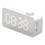 Reloj Despertador Digital Con Espejo Led, Pantalla Grande, M