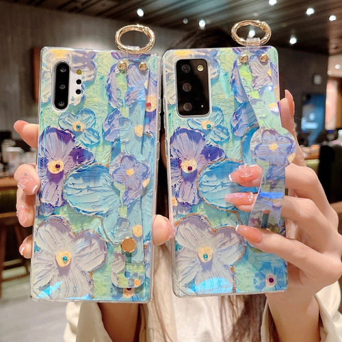 Funda Samsung Con Sujetador Anticaídas Tornasol Cromo + Mica