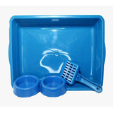 Kit Bandeja Higiênica Gato Pet + 2 Potes + Pá 2d 