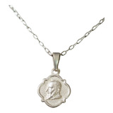 Collar Cadena Padre Pio San Pio Mujer Niños Plata 925 + Caja