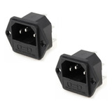 2 Conector Toma Corriente Chasis Interlock C/portafusible