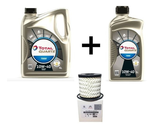 Total Quartz 7000 10w40 4lts+ 1lt + Filtro Aceite Orig Ckcl 