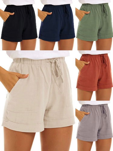 Pack 3 Short Casuale Suelto De Bamboo Y Lino Para Mujer