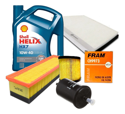 Kit 4 Filtros Fram + Shell Hx7 10w40 Lts Peugeot 207 1.4