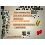 Pantalon De Moto Camuflado Con 4 Protecciones - Militar