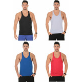 Kit C/4 Regata Cavada Masculina Academia Fitness Musculaçao