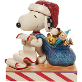 Jim Shore Peanuts Santa Snoopy Lista De Navidad Y Bolsa...