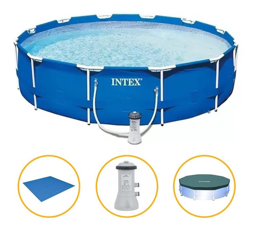 Piscina Estrutural 6503l Azul + Capa + Filtro + Forro Intex