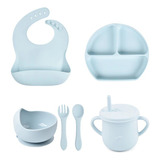 Kit Vajilla Silicona Bebe Sin Bpa-succion Plato Babero