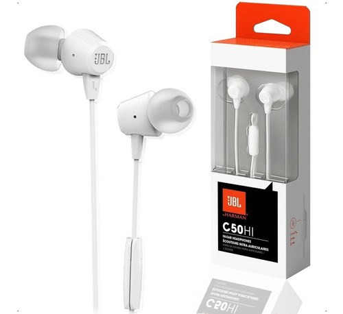 Fone Ouvido In-ear Jbl C50 Hi Original Com Microfone Branco