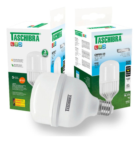 Lâmpadas High Led Tkl270 50w 6500k Taschibra Branco Frio E27