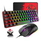 Combo De Teclado Y Mouse Mecnico Para Juegos De 60 % Con Cab