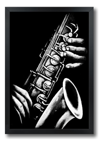 Quadro Saxofone Sax Saxophone Com Moldura A3 42 X 30 Cm A