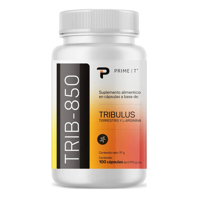 Potencializa Testosterona Tribulus Terrestris cada cápsula aporta 45% de Saponinas con 80 mg de L Arginina 100 Cápsulas TRIB-850 Suplemento Prime T Sin Sabor | Envío gratis