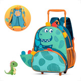 Mochila Escolar Rodinhas Dino Baby Infantil Dinossauros Pets