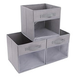  cube Storage Bins, 3 Packs Clear Window Fabric Storag...