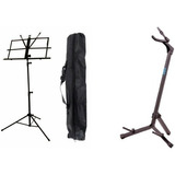 Kit Estante De Partitura + Suporte Violão G3s Ask 