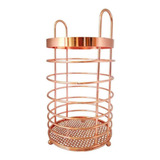 Porta Talheres Escorredor Redondo Cozinha Rose Gold