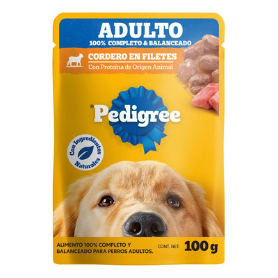 PEDIGREE - Sobres para Perro, Sabor Cordero en Filetes, con Ingredientes Naturales, Proteínas y Fibra, 24 Sobres, 100g c\u002Fu | Envío gratis