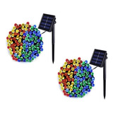 Pack X 2 Luces Solares Navidad Guirnalda 20 Metros 200 Led C