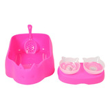 Caja Arenera Gato Plástico + Comedero Bebedero Antireflujo Color Rosa