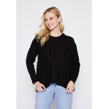 Sweater Mujer Negro Trenzado Family Shop