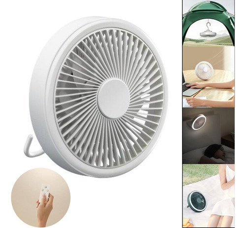 Ventilador De Techo Portátil Recargable Para Acampar Con Luz