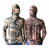 Remera Capucha Braman Reversible Tecno Fit Caza Pesca Camo