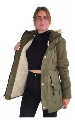 Parka Mujer Campera Corderito Abrigo C/capucha