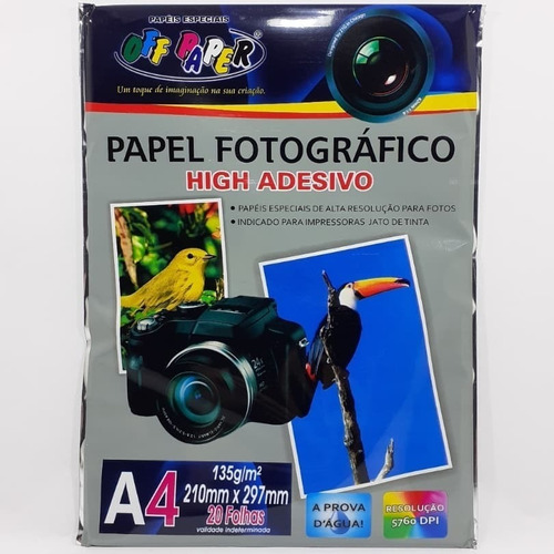 Papel Fotográfico Adesivo Brilhante A4 135g C/20 Folhas 