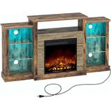 ~? Soporte De Tv Con Chimenea Rolanstar Con Luces Led Y Toma