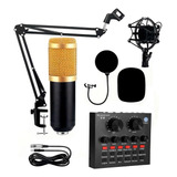 Kit Microfone Condensador Profissional De Estúdio Podcast