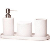 Kit Para Banheiro Com 4 Peças Em Cimento Branco Mart