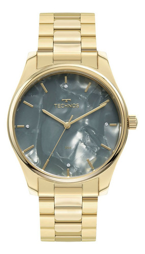 Relógio Dourado Feminino Technos Trend Cor Do Fundo Cinza